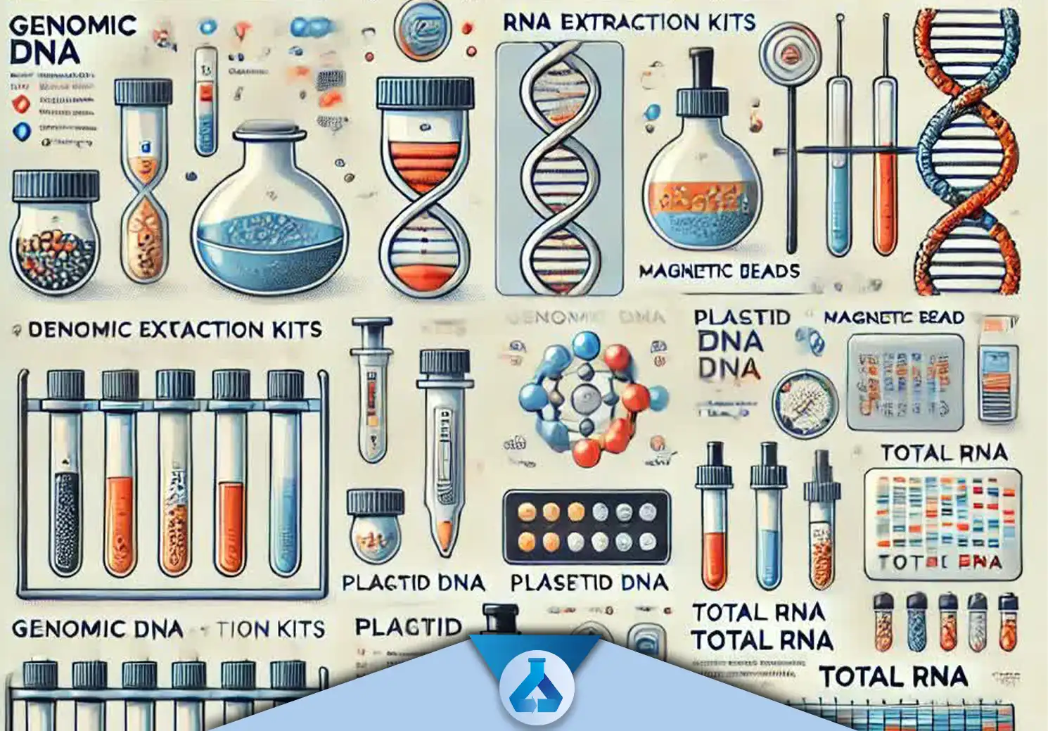 کیت استخراج DNA و RNA ابزاری استاندارد و حیاتی در آزمایشگاه‌های تحقیقاتی و پزشکی است که فرآیند استخراج را ساده، سریع و کارآمد می‌سازند.